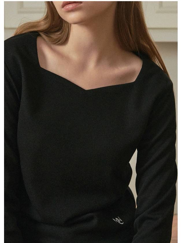 Women Ivy Heartneck Long Sleeve T-Shirt Black - MICANE - BALAAN 6