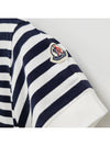 Kids Logo Embroidered Striped Short Sleeve T Shirt 12Y 14Y Blue White 8C00009 89AGB F07 - MONCLER - BALAAN 7