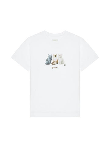 Cat Print Cotton Short Sleeve T-Shirt White - GIVENCHY - BALAAN 1