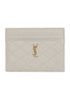 Monogram Gabi Gold Hardware Logo Quilting Card Wallet Vintage White - SAINT LAURENT - BALAAN 1