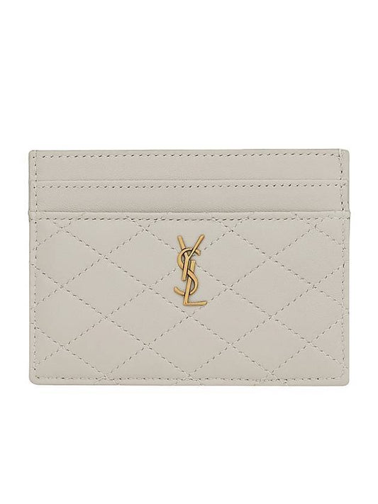 Monogram Gabi Gold Hardware Logo Quilting Card Wallet Vintage White - SAINT LAURENT - BALAAN 1