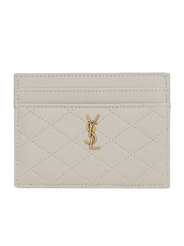 Monogram Gabi Gold Hardware Logo Quilting Card Wallet Vintage White - SAINT LAURENT - BALAAN 1