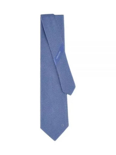 Embroidered Logo Silk Tie Blue - SALVATORE FERRAGAMO - BALAAN 2