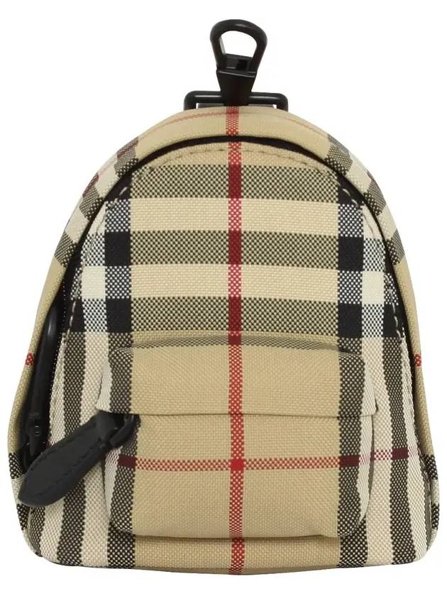 Jett Check Mini Canvas Backpack Charm Key Holder Beige - BURBERRY - BALAAN 3