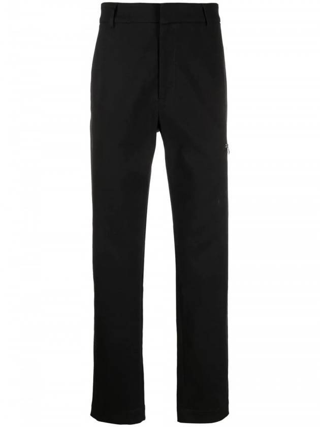 Men's Zipper Pocket Cotton Straight Pants Black - MONCLER - BALAAN 1