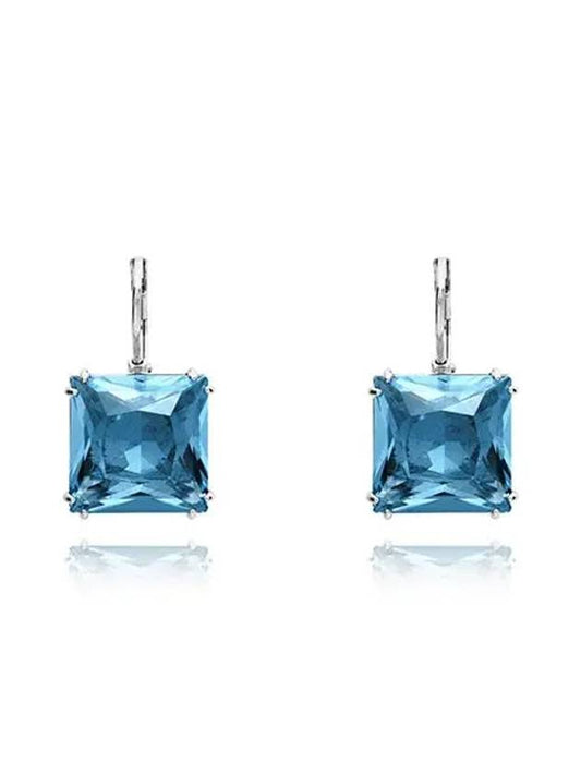 Millenia Square Cut Crystal Drop Earrings Silver Blue - SWAROVSKI - BALAAN 2