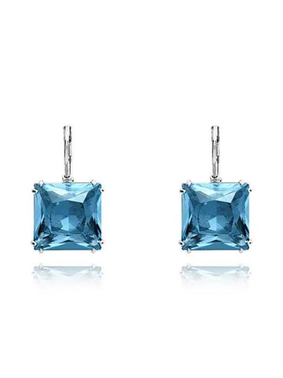 Millenia Square Cut Crystal Drop Earrings Silver Blue - SWAROVSKI - BALAAN 2