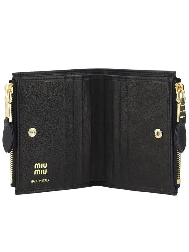 Logo Detail Napa Leather Half Wallet Black - MIU MIU - BALAAN 4