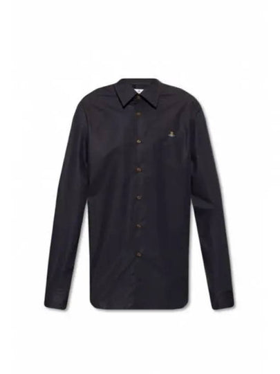 Men's Embroidered ORB Long Sleeve Shirt Black - VIVIENNE WESTWOOD - BALAAN 2