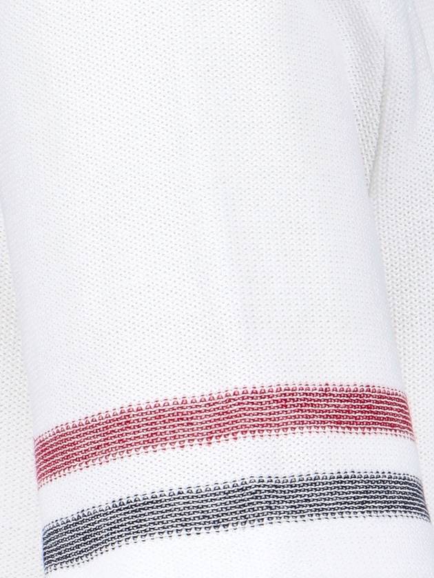 Textured Cotton Stripe Short Sleeve T-Shirt White - THOM BROWNE - BALAAN 6