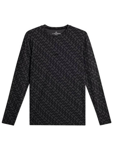 Men's Thor Allover Logo Print Long Sleeve T-Shirt Black - J.LINDEBERG - BALAAN 1