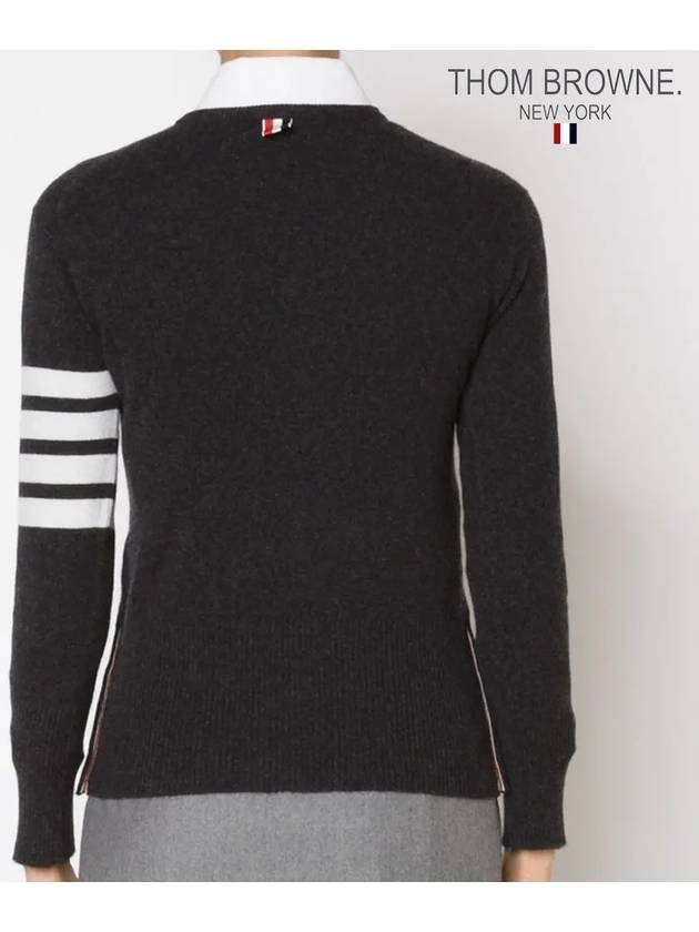 Women's 4 Bar Classic Cashmere Pullover Knit Top Dark Grey - THOM BROWNE - BALAAN 3