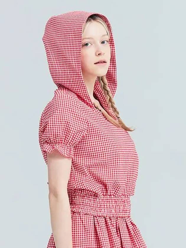 Golf Tennis Check Cropped Hooded Shirt Red - AVAVE - BALAAN 1