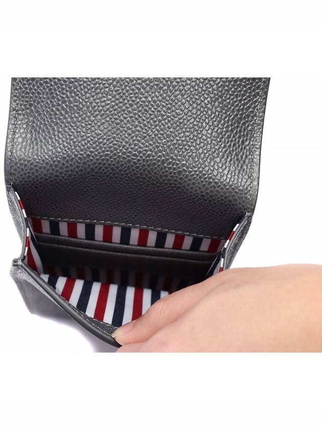 Three Stripes Strap Leather Phone Case Grey - THOM BROWNE - BALAAN 7