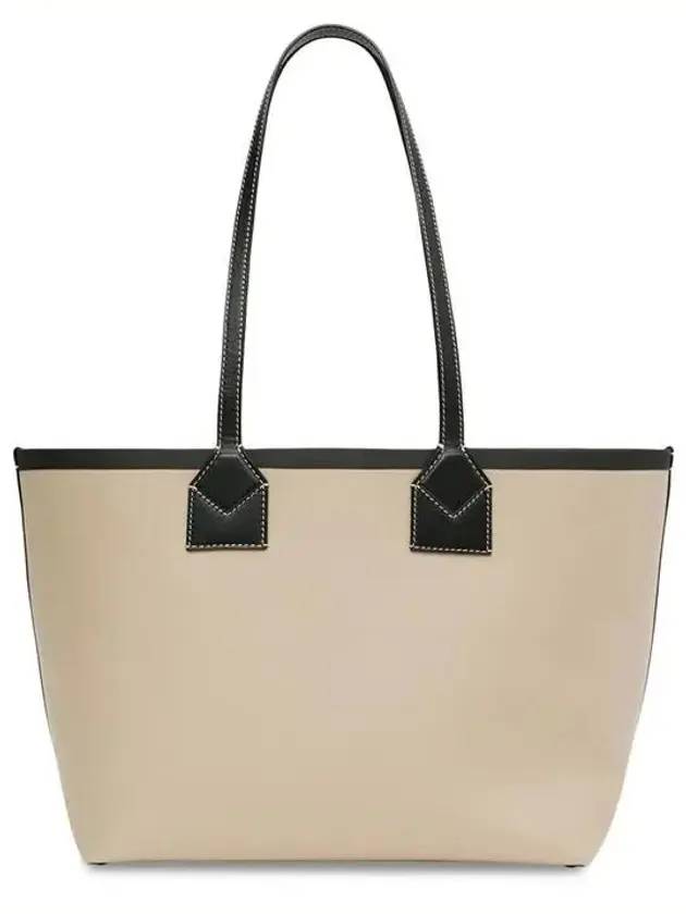 Prorsum Label Print Small London Cotton Leather Tote Bag Beige - BURBERRY - BALAAN 3