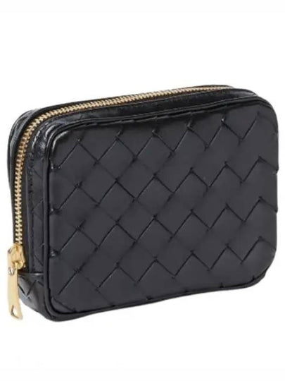 Teen Intrecciato Zipper Calfskin Pouch Black - BOTTEGA VENETA - BALAAN 2