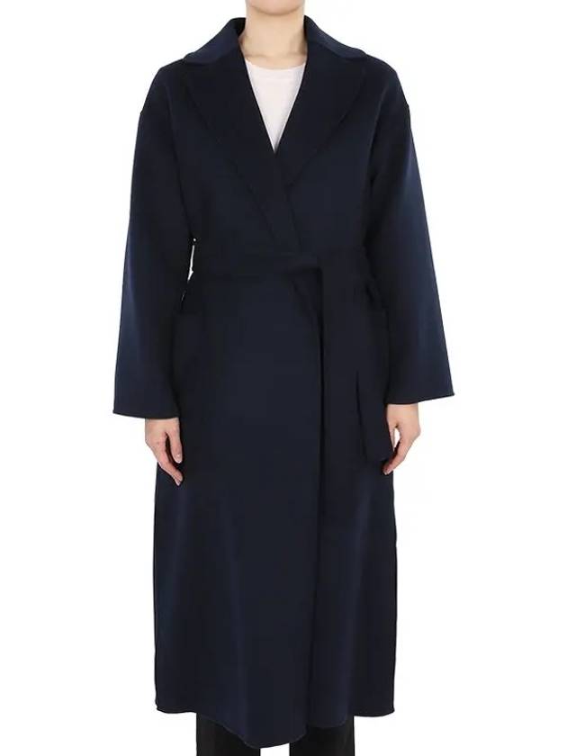 Women's S NINA Belted Wool Coat Navy 2419011061600 093 - MAX MARA - BALAAN 2