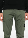 Stretch Cotton Wool Satin Straight Pants Green - STONE ISLAND - BALAAN 7