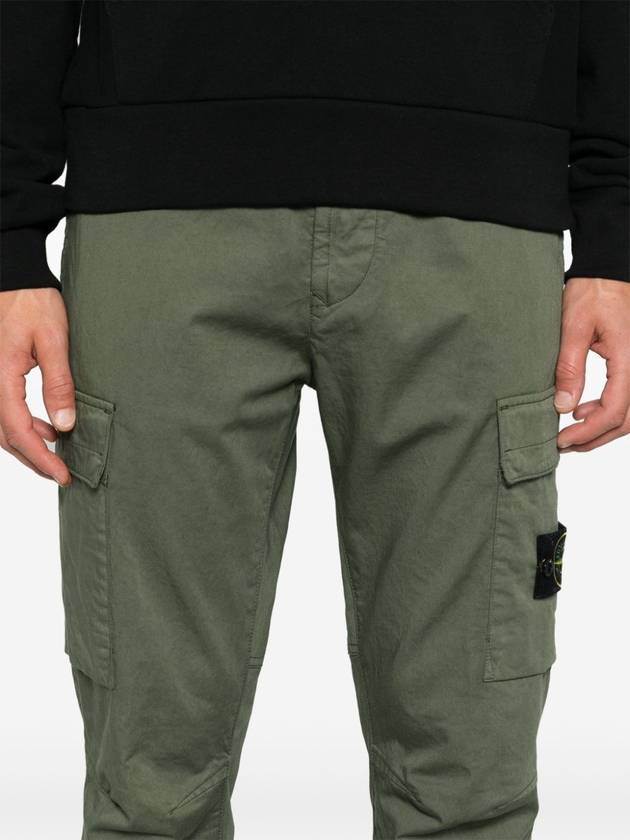 Stretch Cotton Wool Satin Straight Pants Green - STONE ISLAND - BALAAN 7