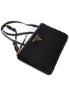 Gold Logo Double Zip Nylon Cross Bag Black - PRADA - BALAAN 6