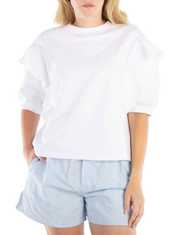 Chloe Ladies White Layered Design-Sleeves Cotton Top, Size Large - CHLOE - BALAAN 1