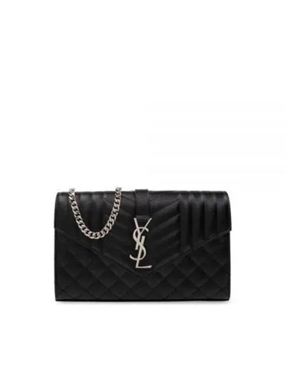 Matelasse Monogram Chain Cross Bag Black - SAINT LAURENT - BALAAN 2