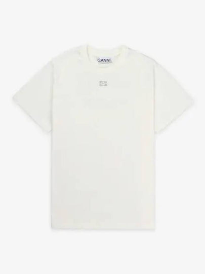 Logo Cotton Short Sleeve T-Shirt White - GANNI - BALAAN 2