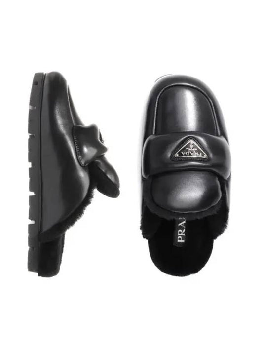 Logo Padded Leather Mule Black - PRADA - BALAAN 2