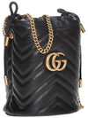 GG Marmont Gold Chain Mini Bucket Bag Black - GUCCI - BALAAN 4