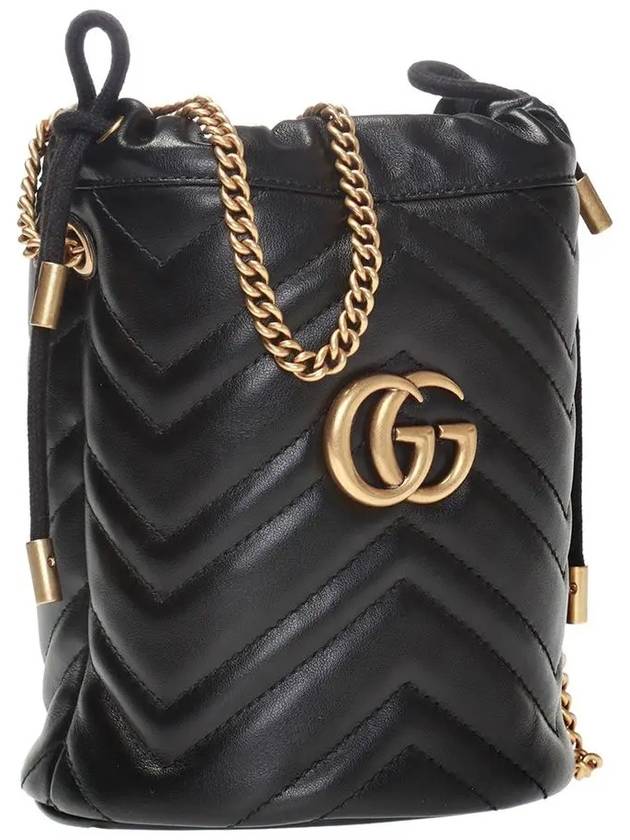 GG Marmont Gold Chain Mini Bucket Bag Black - GUCCI - BALAAN 4