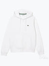 Embroidery Logo Kangaroo Pocket Fleece Zip Up Hoodie White - LACOSTE - BALAAN 2