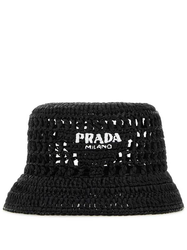 Logo Detail Bucket Hat Black - PRADA - BALAAN 3