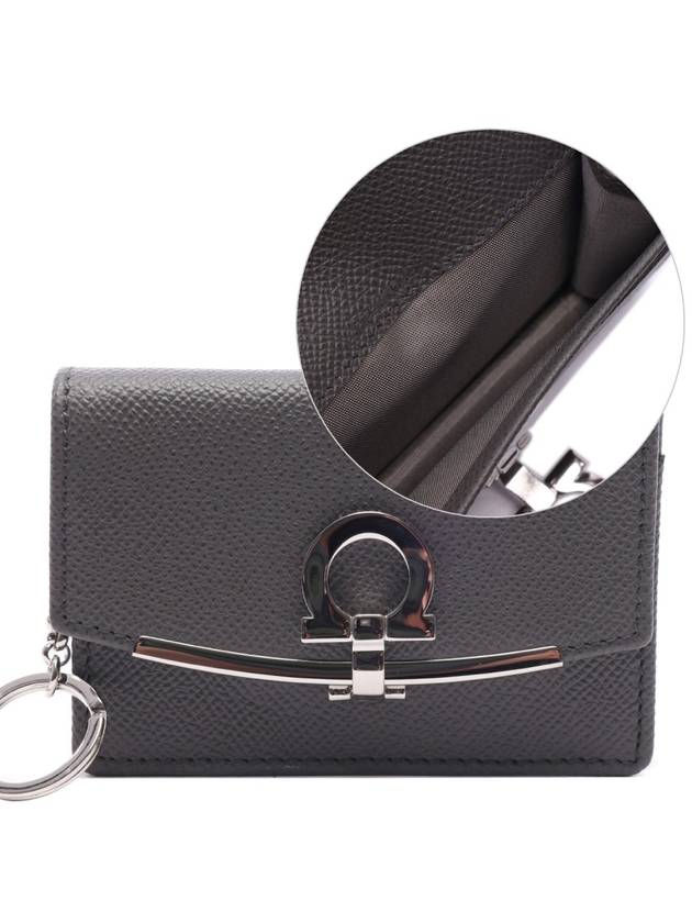 Gancini Calfskin Card Wallet Dark Grey - SALVATORE FERRAGAMO - BALAAN 3