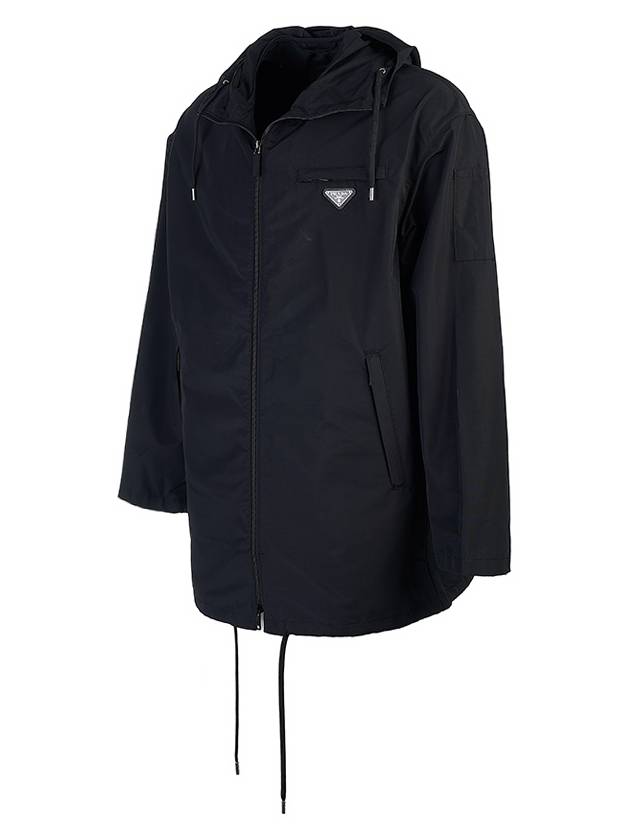 Technical Poplin Hooded Raincoat Black - PRADA - BALAAN 3