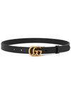 GG Marmont Double Buckle Thin Belt Black - GUCCI - BALAAN 3