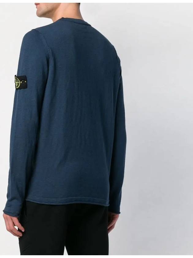 Wappen Patch Crew Neck Knit Top Blue - STONE ISLAND - BALAAN 5