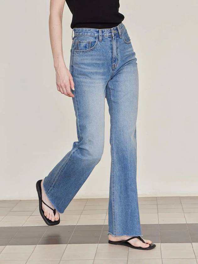 Bootcut washed denim pants mid blue - LESEIZIEME - BALAAN 6