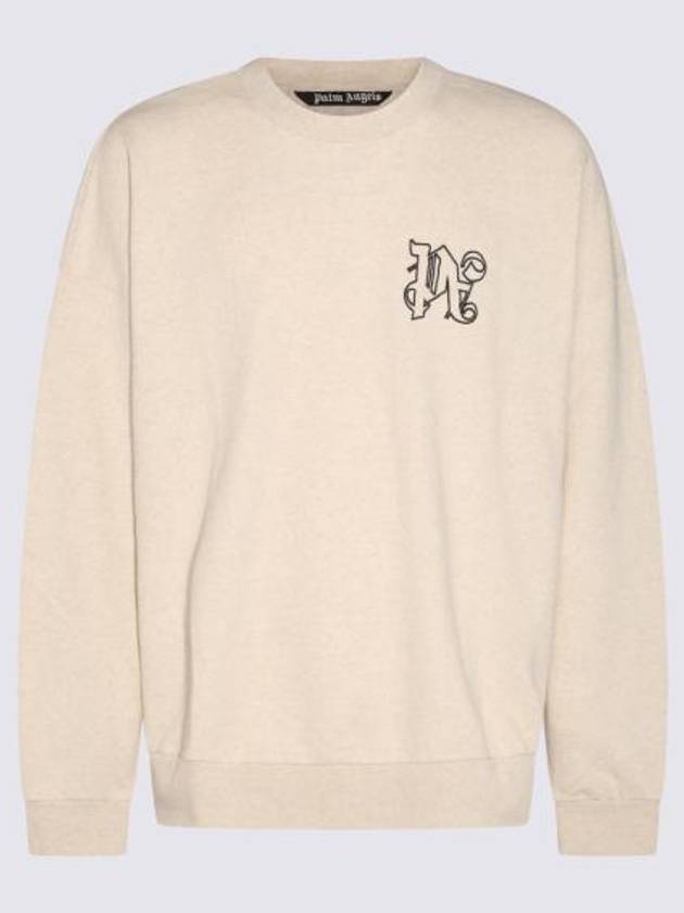 Monogram Logo Sweatshirt Natural - PALM ANGELS - BALAAN 3