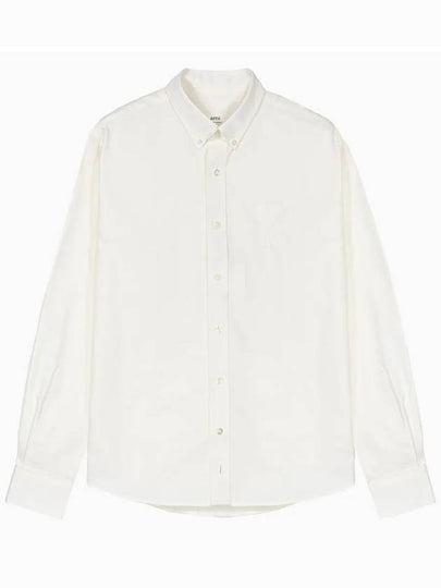 Stitch Army De Coeur Oversized Oxford Long Sleeve Shirt White - AMI - BALAAN 2