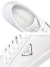 Brushed Leather Low Top Sneakers White - PRADA - BALAAN 5