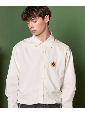 Overfit Cotton Long Sleeve Shirt White - ZIZEMUSEUM - BALAAN 1