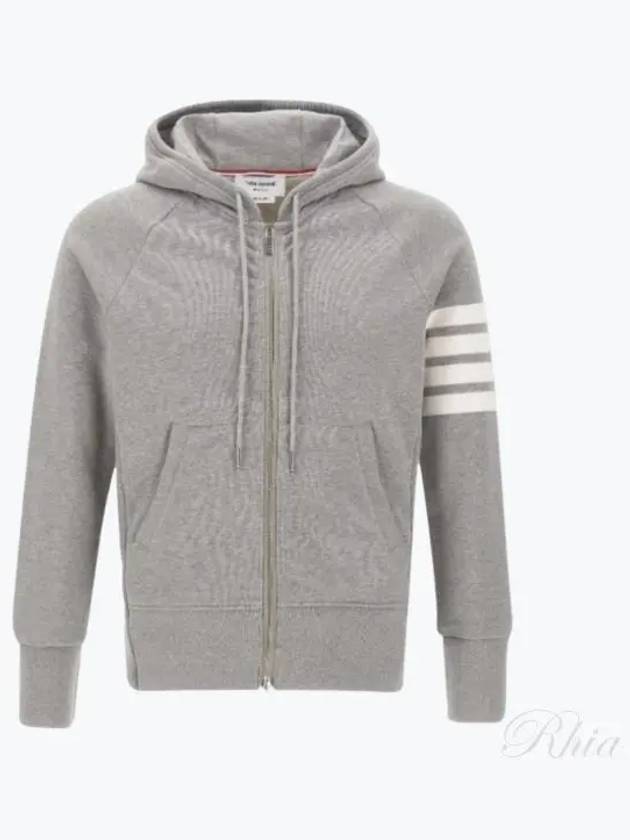 Engineered 4 Bar Diagonal Zip Up Hoodie Light Grey - THOM BROWNE - BALAAN 2