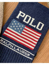 Shawl Men Women Bold Flag Logo Knit Muffler Navy Multi PC1175 411 - POLO RALPH LAUREN - BALAAN 2