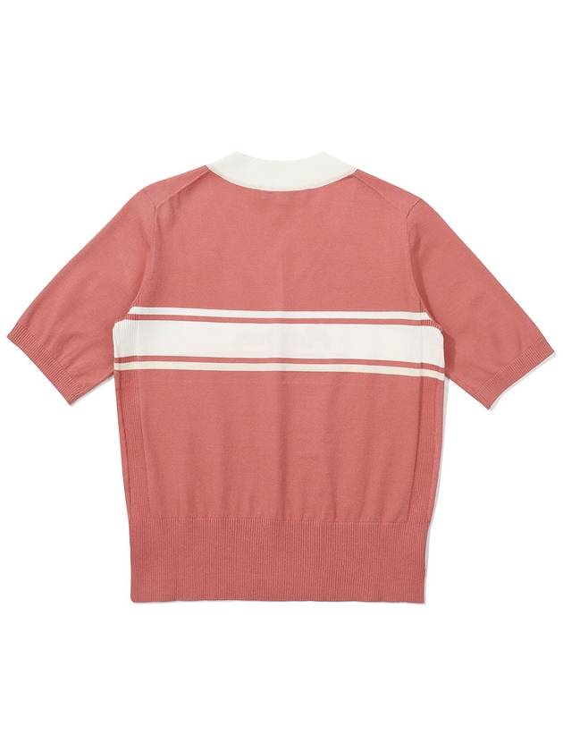 V neck color block half sleeve knit PINK WOMAN - MALBON GOLF - BALAAN 2