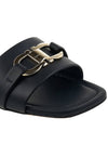 Gancini Ornament Flat Slide Black - SALVATORE FERRAGAMO - BALAAN 10