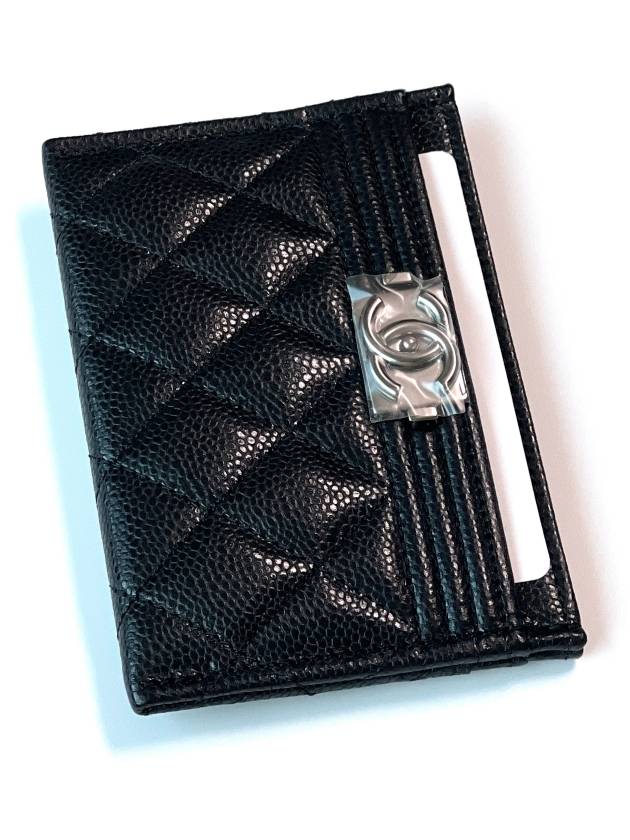 Boy Caviar Card Holder Black Shining Silver Classic A84431 - CHANEL - BALAAN 4