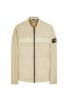 Garment Dyed Overshirt Zip Up Jacket Beige - STONE ISLAND - BALAAN 2