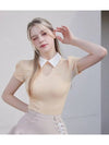 Golf Wear See-through Neckline Short Sleeve T-Shirt Apricot - J JANE - BALAAN 1