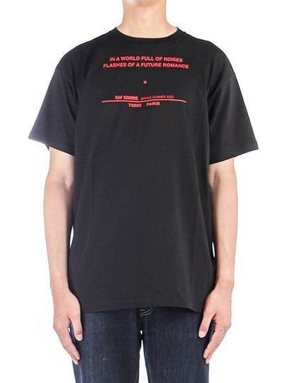 Men's Tour Crewneck Cotton Short Sleeve T-Shirt Black - RAF SIMONS - BALAAN 2