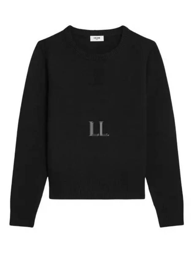 Triomphe Jacquard Crew Neck Heritage Cashmere Knit Top Black - CELINE - BALAAN 2